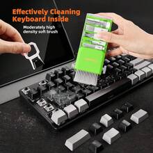 Kit de limpieza de teclado con pantalla de computadora portátil, herramienta de lavado electrónica todo en 1 para MacBook iPad Pro, teléfono celular, cepillo para tableta, computadora, monitor de PC, lente de cámara de TV con patente, verde, 9600824 - Verde - Ver 5
