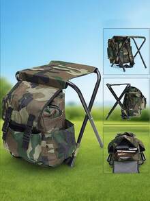 1 pieza de taburete de pesca plegable portátil para camping y pesca al aire libre, bolsa aislada multifuncional de doble hombro, mochila de camping y pesca. Adecuado para uso diario, familia, actividades al aire libre, pesca, montañismo y enfriamiento portátil.