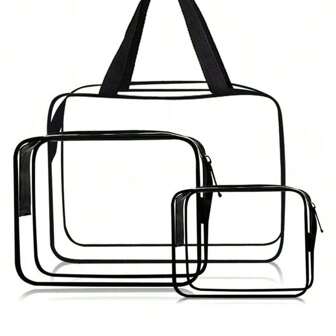 3/6/9 件装透明 PVC 玩具收纳袋带标签 - 包括 1 个大号和 2 个中号拉链手提袋，适用于棋盘游戏、积木、拼图、书籍 - 便携式手持设计，方便整理，篮子、箱子和容器，适用于家庭整理