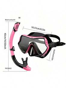 2pcs Couple's Snorkeling Set - Anti - Fog Diving Masks & Dry Snorkels For Romantic Underwater Adventures-Pink - Đen + Hồng - Xem 2