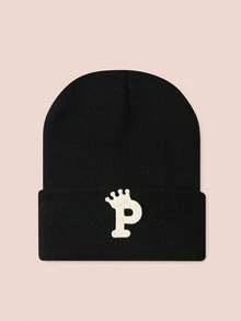 一顶印有26个字母的针织帽，男女宝宝通用，保暖户外日常佩戴。 - 皇冠水溶-黑色 - 查看 51