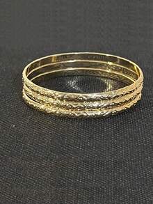 Bộ 7 chiếc vòng tay họa tiết cây nho phong cách Hawaii rộng 3mm, dây chuyền đồng mạ vàng 14K, thiết kế liền mạch, thích hợp đeo hàng ngày và đi nghỉ, quà tặng ngày lễ tình nhân, dùng được cho mọi mùa - Vàng - Xem 5