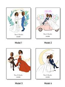 定制照片酒标，个性化婚礼大头贴纸标签，情侣照片礼物，送给新娘和新郎 - 彩色 - 查看 3