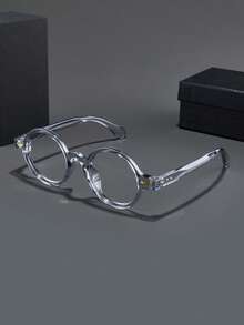 1 件男士时尚眼镜，新款圆框铆钉拼色休闲百搭轻便经典百搭风格，适合上网、办公、电脑、电话、读书、游戏 - 無色 - 查看 13