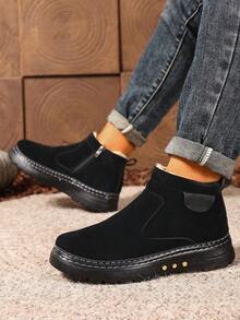 Herren Schneestiefel, neue Winter Schnee Stiefel bis zur Wade, rutschfest & verschleißfest Einfarbig, vielseitig einsetzbar für Outdoor, leicht & bequem mit Seitlichem Reißverschluss