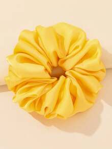 1pc Yellow Satin Oversized Scrunchie, Elegant Stretchy Hair Tie, Nape Hair Accessory, Hair Ties, Scrunchy Hair Ties, Washing Face, Hair Accessories Ponytail Head Accessories Elastic Band - Yellow - View 2