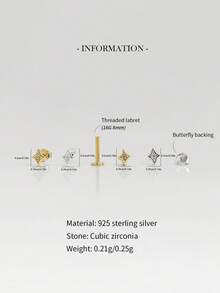 1pc Gold Mini Star Internally Threaded Lip Stud | 925 Sterling Silver Hypoallergenic Flat Earring | Cartilage Flat Earring | Back Lip Stud | Unisex Daily Wear (Sold Individually) - Multicolor - View 4