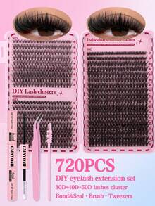 Set di ciglia finte individuali D-Curl da 160/648/680/720 pezzi, include colla, sigillante, pinzette, pennello, adatto ai principianti, libro delle ciglia con grande capacità, adatto per vari look di trucco, ciglia voluminose e soffici per valorizzare gli occhi, lunga durata, design segmentato per una facile applicazione, adatto per uso quotidiano, matrimoni, all'aperto, viaggi, feste in discoteca, festival musicali e altre occasioni, ottimo regalo per le donne