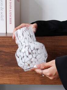 CMYD Studio 1入簡約優雅的玻璃花瓶，帶豹紋圖案，適合放置乾花或新鮮花卉，適用於客廳或餐廳裝飾家居裝飾 - 棕色 - 查看 12