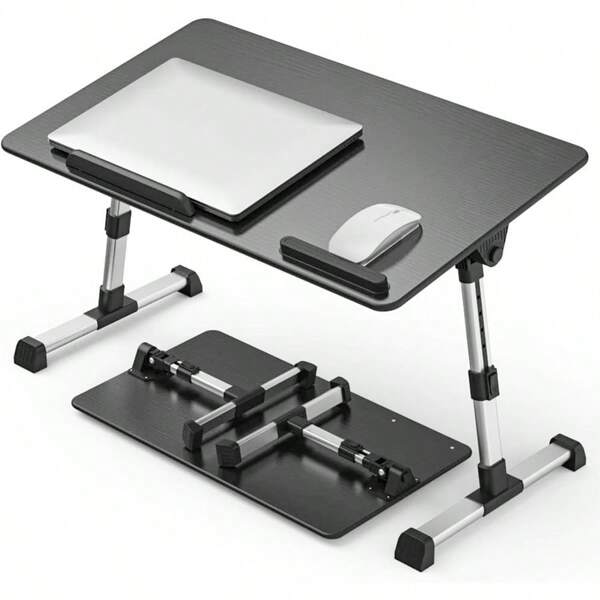 LapDesk Adjustable Laptop Table Foldable Laptop Bed Desk Portable Bed Tray Laptop Desk For Eating Reading And Working Black