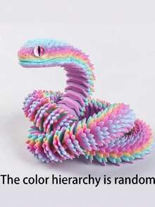 Nuevo 2025 Estatua de serpiente rizada - Juguete de serpiente posable y suave impreso en 3D con huevo de serpiente, diseño de criatura mítica, juguete de decoración del hogar para alivio del estrés, adecuado para Navidad, para mayores de 14 años (color de ojos aleatorio), juguete antiestrés, juguete, juguete sensorial, juguete para adolescentes, que brilla en la oscuridad, juguete para apretar, juguete, regalo de cumpleaños/Pascua - Multicolor - Ver 9