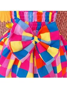 Children's Dress June Party Caipira Saint John Plaid Bow Square Dance School Fair Arraiá Northeast Costume Popcorn Queen Little Girl Girl Festivity Ruffle Youth Typical June Party - 彩色 - 查看 6