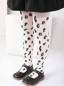1/2 双婴儿女孩/幼儿豹纹紧身裤，女孩浪漫复古风格打底裤，适合春季、秋季和所有季节 - 彩色 - 查看 7