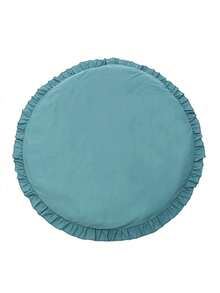 1pc Children's Ruffle Edge Round Solid Color Play Mat, Crawling Pad, Air Conditioning Quilt, Decorative Carpet For Children's Room, Removable & Washable Children's Tent Floor Mat