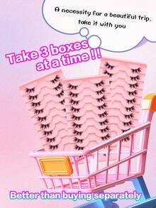 30 Pairs Cat Eye Lashes Tray - Wispy Fluffy Cluster Lashes & Natural Half Accent End Corner Lashes, Clear Invisible Band, Reusable 3D Lightweight Lashes Pack For Daily Wear & Special Occasion, Shop Back To School - 粉色 - 查看 2