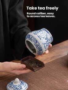 1 Tarro de almacenamiento de porcelana azul y blanco vintage con capacidad de agua de 500ml/1000ml, con lata de té sellada de cerámica de color esmaltado, adecuado para cajas de te, decoraciones de escritorio, frascos de almacenaje para el hogar, accesorios de t - Multicolor - Ver 7