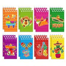 Cartoon Mehrfarbiger Mexikanischer Hut, Kaktus 8 Stücke Set, Mexikanischer Stil Abschlussfeier Themen Party, Handgemachtes DIY Bilderbuch, Malbuch - Mini Spiralbuch - Süßes Cartoon Design, Glatte Oberfläche, Folgen Sie den Bildern im Buch, Ausmalen mit Buntstiften und zeichnen Sie schließlich ein schönes Bild