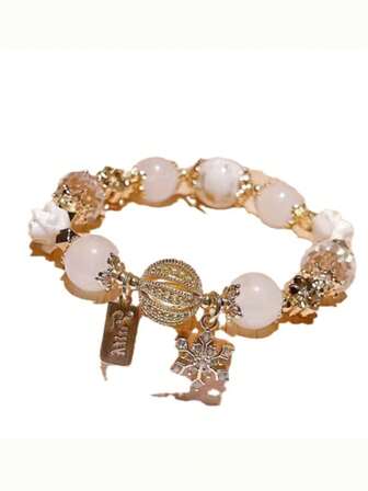 1 st jordgubbskristallglasarmband, hänge, berlockarmband, present till flickvän, bästa vän