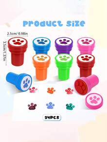 12/24pcs-Animal Footprint/Sea Animals Pattern Stamps - Mini Self Printed Seal, Easy-Grip, Assorted Colors, Perfect For Arts And Diy Crafts & Birthday,Back To School Party Baby Shower Party Favors,Back To School, School Thingsfor Girls/Boys, Backpack,School Supplies - Multicolor - View 9