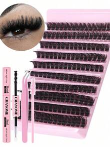 Set di ciglia finte individuali D-Curl da 160/648/680/720 pezzi, include colla, sigillante, pinzette, pennello, adatto ai principianti, libro delle ciglia con grande capacità, adatto per vari look di trucco, ciglia voluminose e soffici per valorizzare gli occhi, lunga durata, design segmentato per una facile applicazione, adatto per uso quotidiano, matrimoni, all'aperto, viaggi, feste in discoteca, festival musicali e altre occasioni, ottimo regalo per le donne