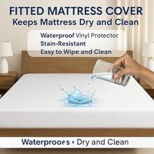 Vinyl Plastic Mattress Protector Fitted Sheet Style Waterproof Mattress Cover Breathable - Bed Wetting And Spill Protection For Mattress Fits A Mattress Up To 11.5" Deep (Queen 80" X 60" X 11.5 Deep) - 全尺寸 76 英寸 x 54 英寸 x 11.5 英寸深 - 查看 2