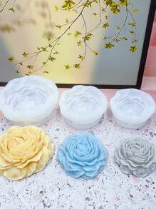 1pc 3D Peony Flower Silicone Mold | Layered Petals Detailed Carving | Flexible & Heat-Resistant Material | Multi-Material Compatibility (Wax/Resin/Plaster) | Handmade Candle/Cement Decor Essential | Elegant Home Decor | Wedding Dessert Table Floral Accent | DIY Crafters Creative Tool Silicone Mold