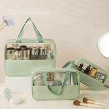 3-1pc Hanging Toiletry Kit Transparent PVC Toiletry Bag For Makeup Tools Waterproof Portable Zipper Make Up Organizer Minimalist For Women For Bathroom Wash Bag Gift For Mom Beach Bag Beach Essentials Beach Towel Organizer Beach Accessories Beach Stuff Holiday Bag Holiday Essentials For Summer For Vacation