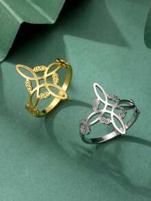 TEAMER 1pc Stainless Steel Witch Knot Ring, Minimalist & Fashionable Unisex Band Ring, Commemorative Gift For Friends - Fashion Series - View 9