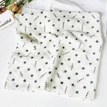 Women Bandana 1pc Ins Star Print Square Scarf Headscarf 70*70cm, Spring And Summer Thin Versatile Pastoral Floral Hair Accessories, Bohemian Style Ladies, Square Scarf, Hairband, Headband, Ladies Headscarf, Multi-Functional Use, Can Be Used As A Belt, Decoration, Headscarf, Shawl, Sarong, Very Suitable For Sun Protection, Daily Wear, Party And Outdoor Travel, Vacation, Gift Giving, School Stuff, College - White - View 7