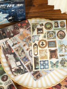 30 件镜面复古风格贴纸书，有趣的装饰贴纸，适合学生日记、剪贴簿 DIY