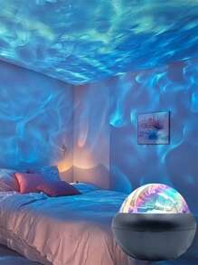 1 Stück Nordlicht Projektions Nachtlicht - Mehrfarbiger Sternenhimmel Effekt, mit Fernbedienung, Wasserwell-Design, geeignet für Schlafzimmer und Heimkino Dekoration, USB betrieben, perfektes Geschenk für Feiertage, Schlafzimmerlampe