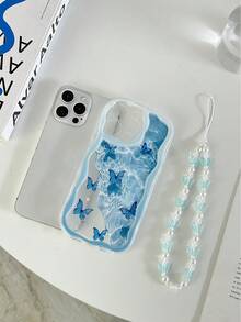 Ốp điện thoại chống rơi, viền lượn sóng, bóng bẩy, họa tiết bướm, kèm vòng tay hạt cườm thủ công, tương thích với iPhone 16/11/16pro/16plus/16promax/16e/15Promax/13/14/12/XS/XR/7G/8P, Galaxy 11/12Pro/12/12X/13Pro/14Pro/15Pro/, Redmi 10/9/Note9/12c/Note11pro/Note8Pro, phiên bản quốc tế, không phải phiên bản nội địa. - Nhiều màu - Xem 8