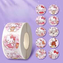 Sanrio Stickers Hello Kitty My Melody Cinnamoroll Kuromi 500pcs Cartoon Cute Decoration Children's Stickers Handbook Reward Gift Seal Girl Stickers Long Roll Holiday Gift