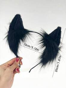 قطعة واحدة من شريط الرأس المزين بأذن القطة الجميلة، إكسسوار الخانق، مشبك شعر بأذن قطة واقعية وجميلة، شريط رأس من القماش المخملي، زي لعبة الأزواج، ملابس حفلة للنساء