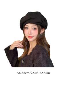 1 件女士优雅波西米亚派对休闲可爱复古街头甜美蝴蝶结贝雷帽，时尚百搭艺术家帽，适合日常外出和购物秋季配饰