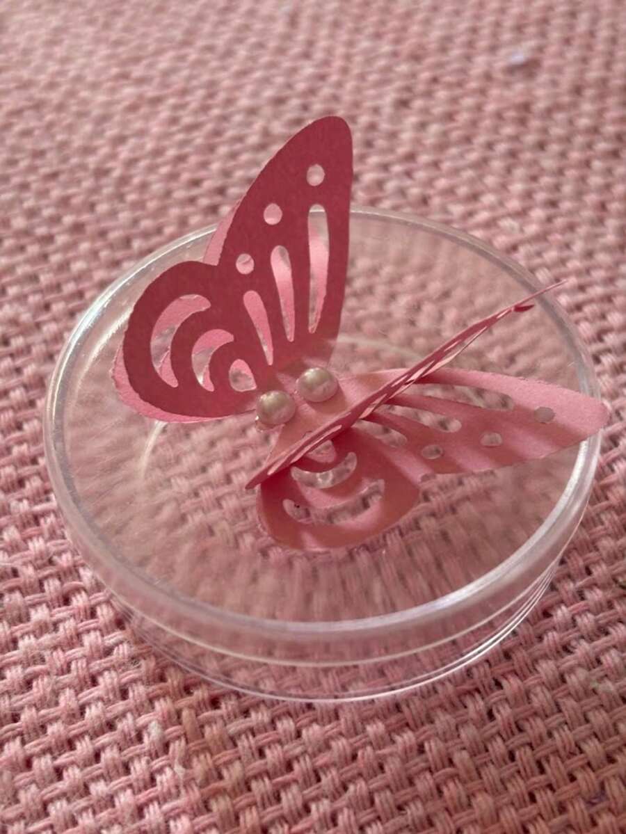 25 3D Butterfly With Pearls For Luxury Party Decoration Butterfly Garden Party - Baby Pink - View 1