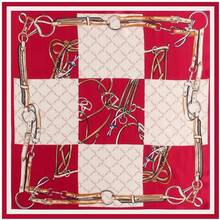 ANDANTINO% Silk Square Scarf Hair-25.6 X25.6'' Women Men Natural Silk Neckerchief Digital Printed Headscarf - 深紅色&乳白色 - 查看 6