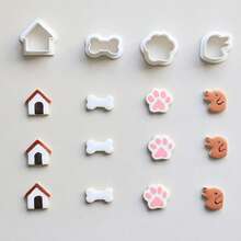 6 Pieces Of TicTacToe Dog Cookie Cutter, Gummy Cutter, And Clay Cutter With Checkerboard Texture, Dog, Paw, Doghouse, Bone, 4 Chess Piece Models To Choose From. - White - View 4