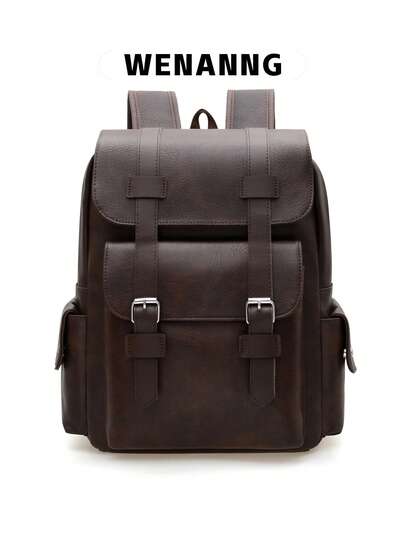 1个返校休闲学院风背包，时尚优质PU皮革，空间宽敞，多口袋设计，大容量，带笔记本电脑隔层，拉链单肩包，纯色，轻便易携，可用作背包、紧凑型运动包、简约休闲旅行包，适合毕业生、女性、青少年、户外、旅行、中学生、高中生、大学生以及各种场合，如徒步旅行、旅游、度假和上学。