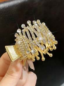 1pc Women's Fashion Alloy Rhinestone Ponytail Claw Clip, Metallic Pearl Rhinestone Hair Accessory, Claw Clips, Hair Claws, Clips For Hair, Hair Slide, Hair Barrettes