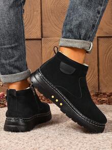 Herren Schneestiefel, neue Winter Schnee Stiefel bis zur Wade, rutschfest & verschleißfest Einfarbig, vielseitig einsetzbar für Outdoor, leicht & bequem mit Seitlichem Reißverschluss