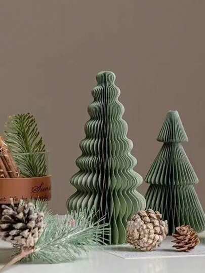 1/2个绿色/红色/白色纸质圣诞树装饰品，桌面圣诞树摆件，圣诞装饰品，蜂窝纸质圣诞树装饰，圣诞派对装饰品，营造圣诞节日氛围，3D纸质树桌面摆件，家居装饰，圣诞节、新年派对和节日氛围增强桌面装饰。圣诞装饰品，房间装饰，圣诞家居装饰，圣诞礼物，圣诞饰品