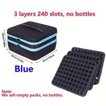 240 瓶钻石画收纳盒 - 三层，大容量，带独立隔层，可存放珠子、美甲、精油和种子 - 尼龙，黑色钻石画收纳盒钻石画收纳盒 - 彩色 - 查看 8