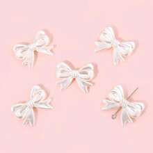 800pcs White Acrylic Bead Set In 10 Compartments / 50pcs Bowknot - DIY Jewelry Making, Bracelet And Necklace Crafts - Excellent Creative Material