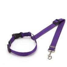 unicolore Couleur Deux-En-Un Ceinture de  Voiture pour Animaux de Compagnie Laisse en Nylon Ceinture de  Arrière Réglable Harnais Collier Accessoires pour Animaux de Compagnie