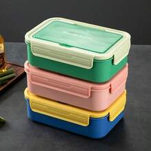 1pc Blue & Yellow Lunch Box, Lunch Box With Cutlery (Upgraded Detachable), 1400ml Child/Adult Bento Box With 3 Compartments, Microwave Friendly Lunch Box For Work, Picnic, Office, Food Storage, Camping, Back To School, Christmas Gift - Multicolor - View 5