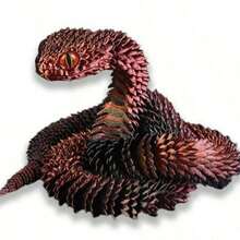 Nuevo 2025 Estatua de serpiente rizada - Juguete de serpiente posable y suave impreso en 3D con huevo de serpiente, diseño de criatura mítica, juguete de decoración del hogar para alivio del estrés, adecuado para Navidad, para mayores de 14 años (color de ojos aleatorio), juguete antiestrés, juguete, juguete sensorial, juguete para adolescentes, que brilla en la oscuridad, juguete para apretar, juguete, regalo de cumpleaños/Pascua - Multicolor - Ver 5