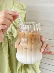 1pc 500ml Glass Coffee Cup, Available For Home Use, Drink Beverage Milk Tea Cup, Suitable For Hot/Cold Drinks, Transparent , Perfect For Coffee, Tea, Milk, Juice Espresso, Birthday Gift, Household Goods,