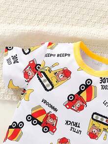 2 piezas Conjunto para Bebé Niño con Diseño de Osito Futbolista – Camiseta de Rayas y Peto - Multicolor - Ver 5