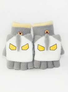 儿童保暖手套翻盖五指手套毛绒加厚防寒手套可爱卡通图案适合秋冬男童女童 - 5-12歲 - 查看 13